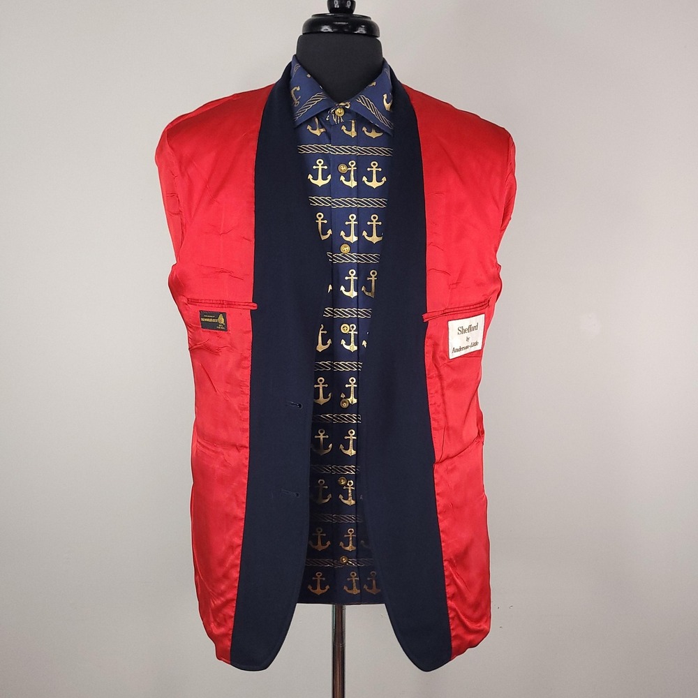 Shefford Anderson-Little Blazer Mens 42 Wool Gold Button Sport Coat Jacket - Picture 4 of 16